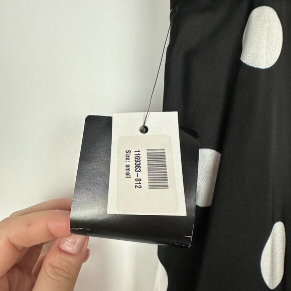 NWT Art Dealer Eva High Rise Polka Dot Satin Belted Midi Skirt Black Small - Picture 6 of 12